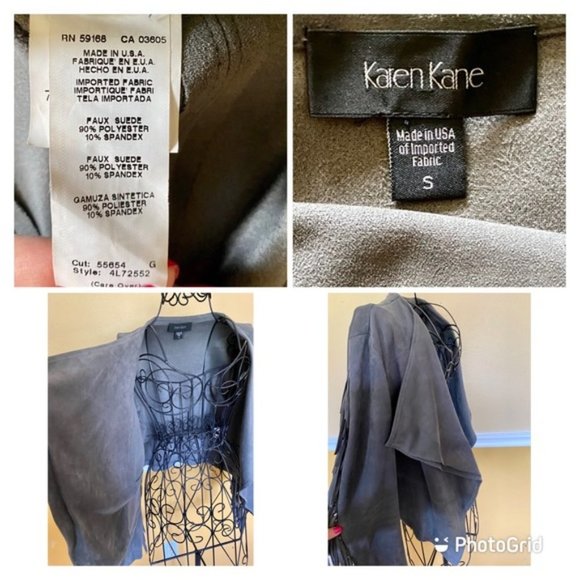 Karen Kane Grey Faux suede fringed western style blazer - Picture 6 of 7